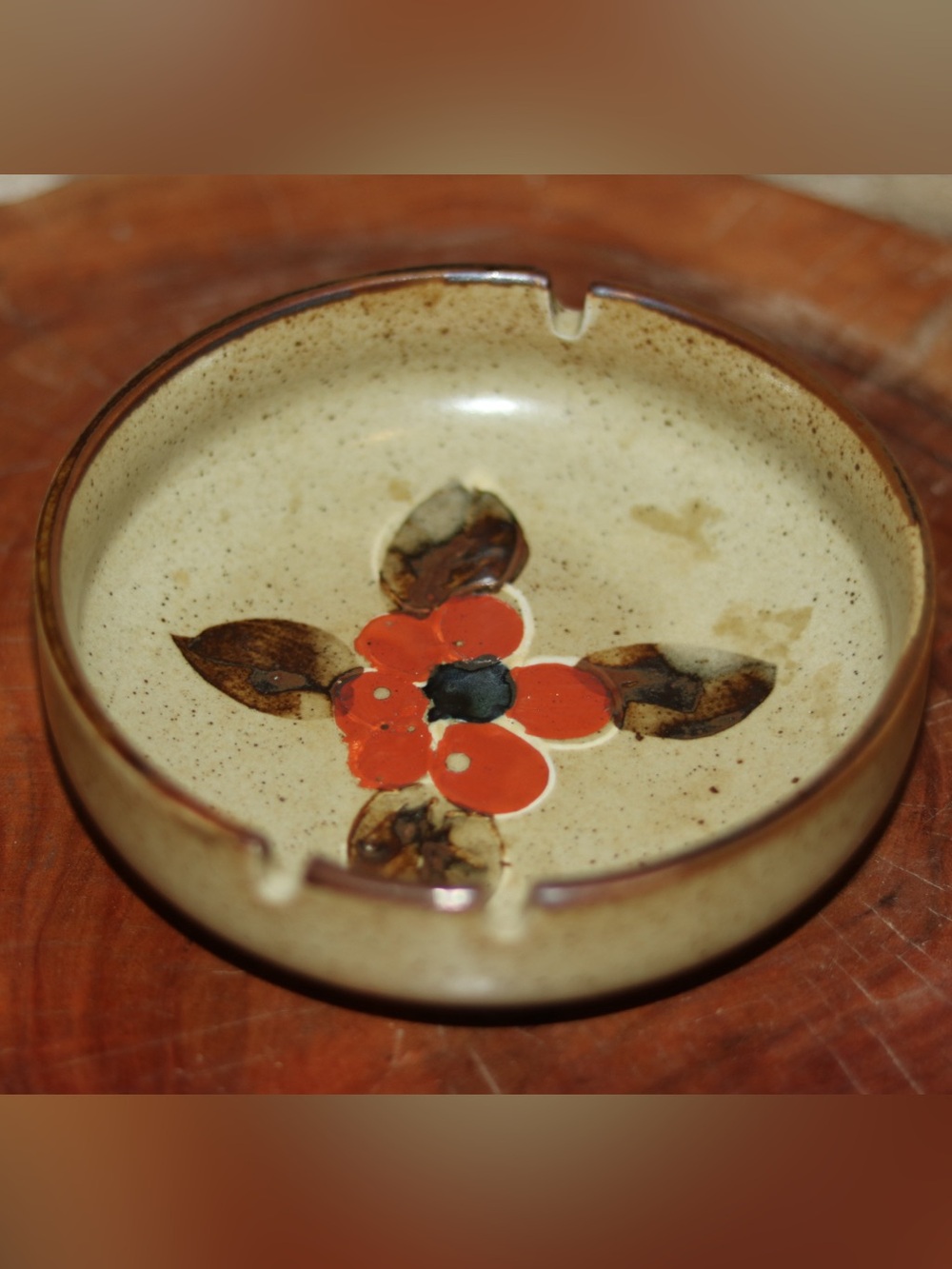 Hand-Painted Floral Ceramic Stone Ash Tray beautiful